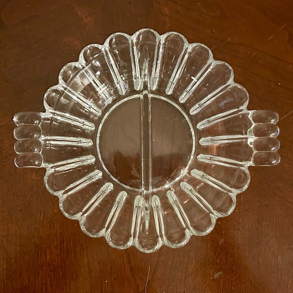 Vintage Heisey Crystolite Clear Glass Divided Bowl AKA Jam/Jelly Dish